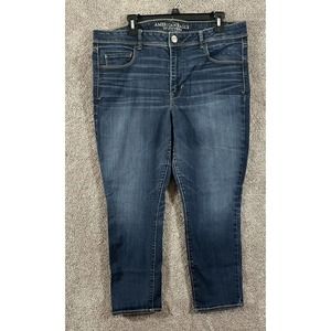 American Eagle Jeans Womens 18 Blue Measures 36X26 Super Skinny Super Stretch